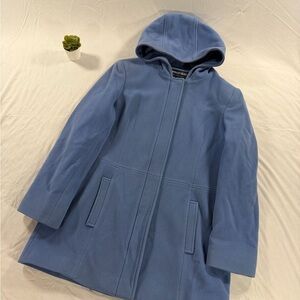 Vintage Herman Kay Wool Hoodie Peacoat Zip Up Jacket Coat Size L Baby Blue